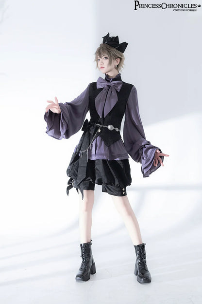 Princess Chronicles - Rabbit Hunt 2.0 - Ouji Lolita Retro Cool Purple Shirt & Shorts Set