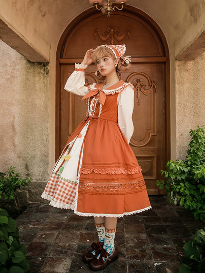 Mademoiselle Pearl - Persimmon - Autumn Persimmon Print Lolita OP JSK SK Dress
