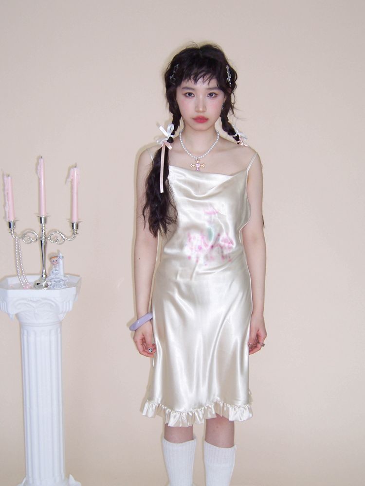 Chandelier print suspender dress【s0000001545】