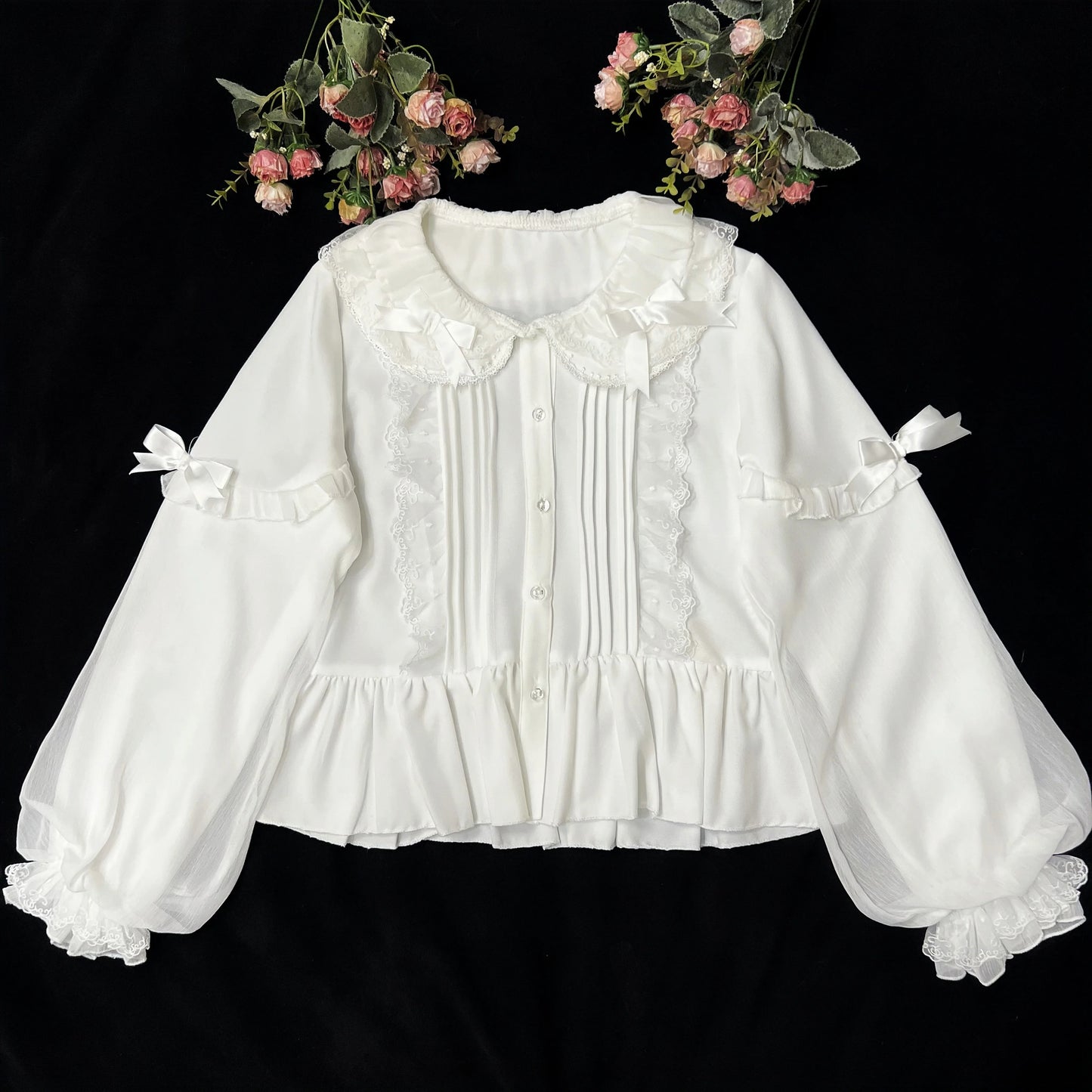 DMFS Lolita - Sweet Lolita Blouse Double-layered Puff Sleeves Lolita Shirt