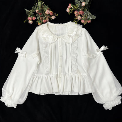 DMFS Lolita - Sweet Lolita Blouse Double-layered Puff Sleeves Lolita Shirt