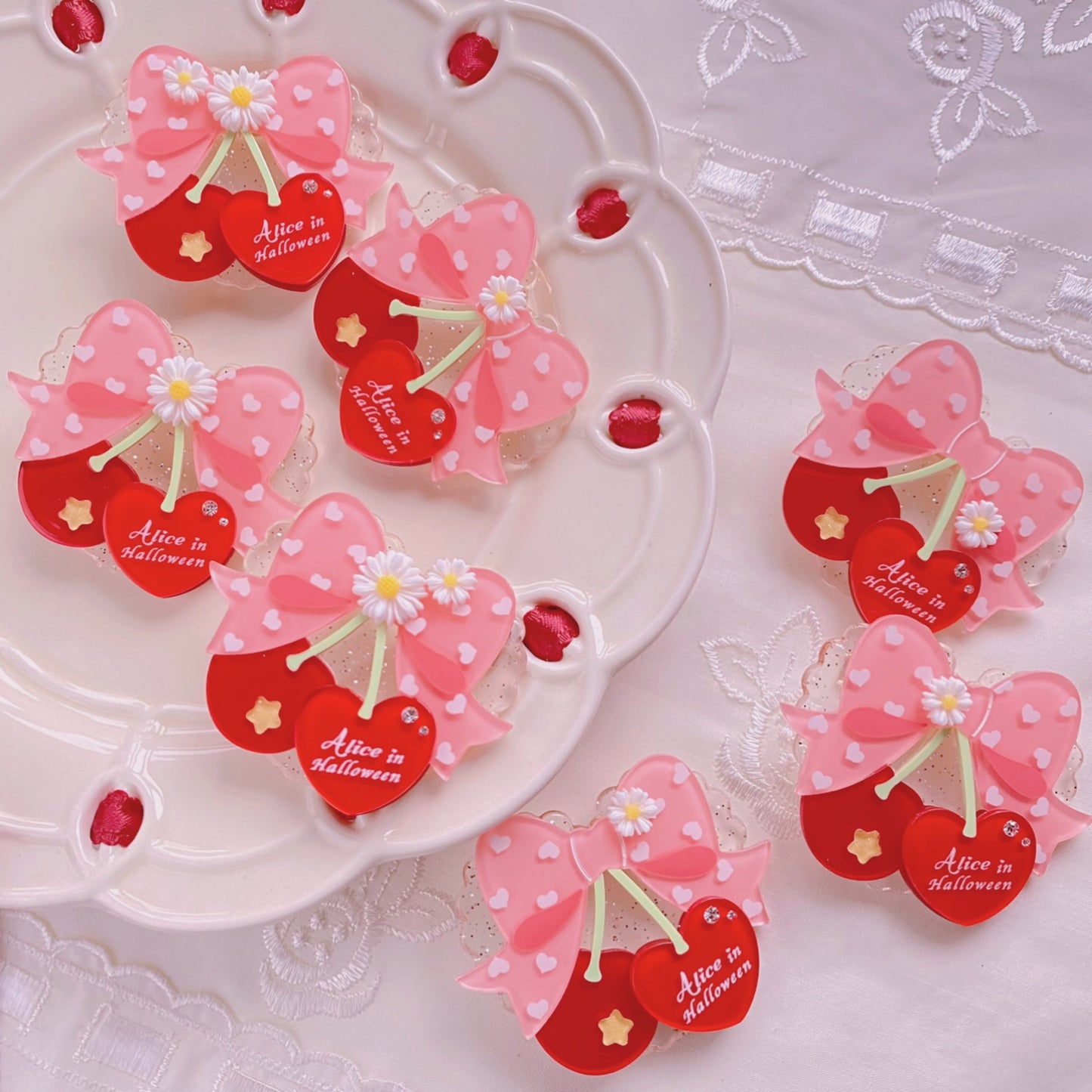 Halloween Alice - Sweet Cherry Lolita Plastic Necklace Ring