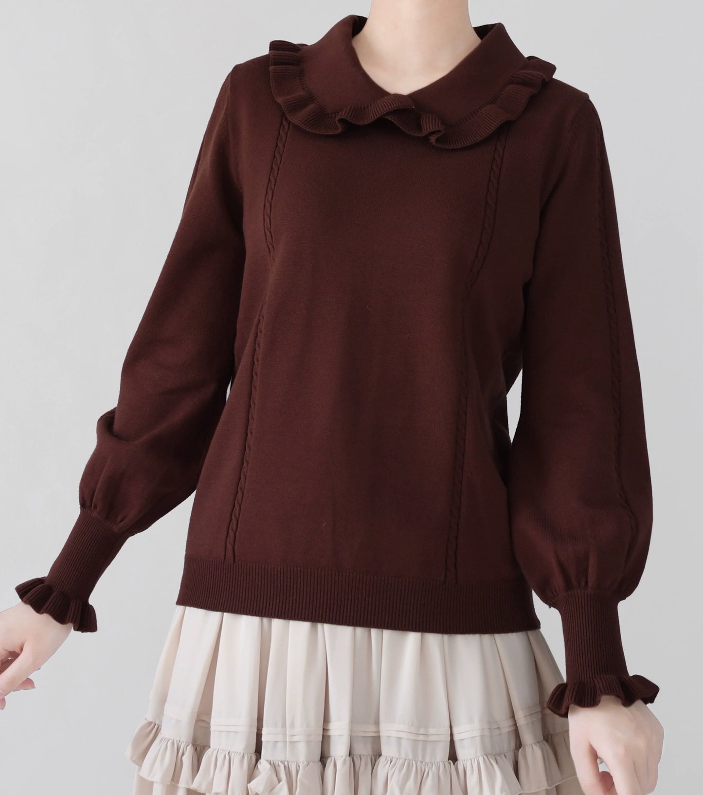 MIST - Japanese Style Lolita Sweater Puff Sleeves Knit Undershirt
