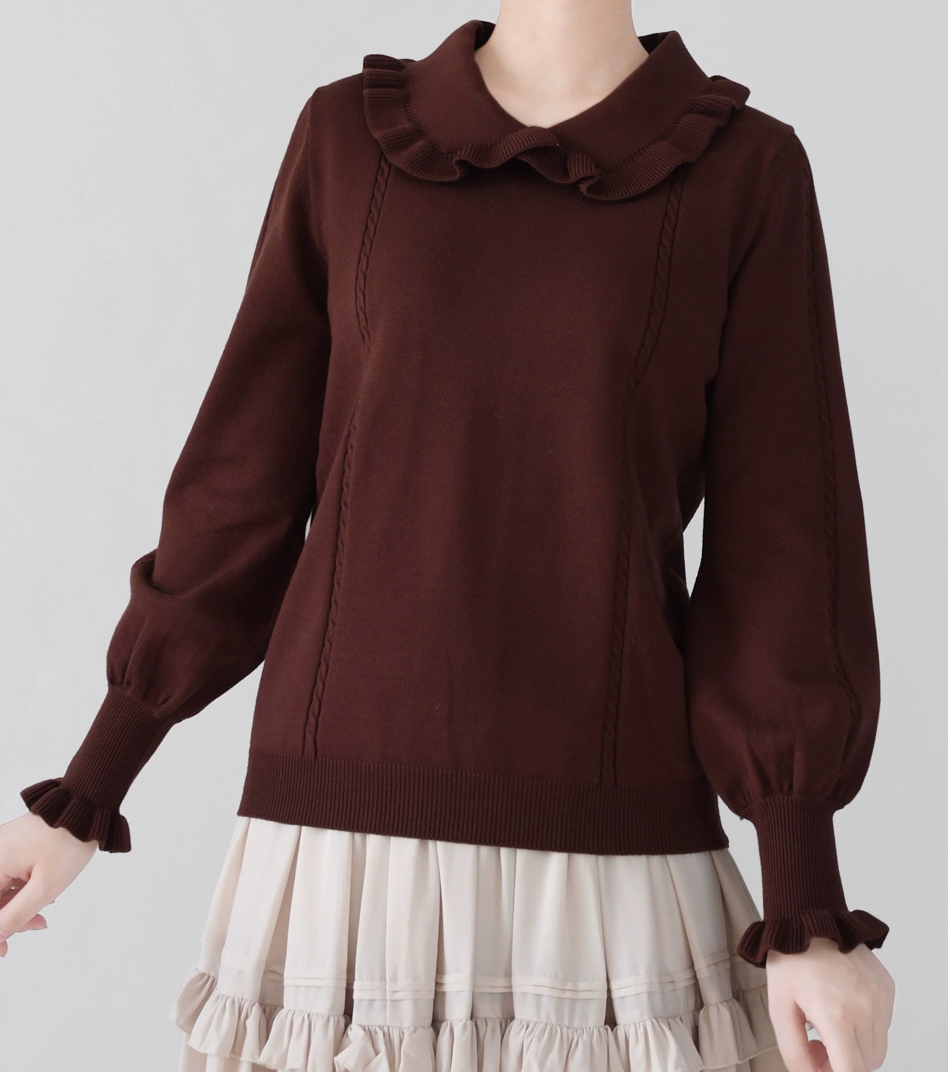 MIST - Japanese Style Lolita Sweater Puff Sleeves Knit Undershirt