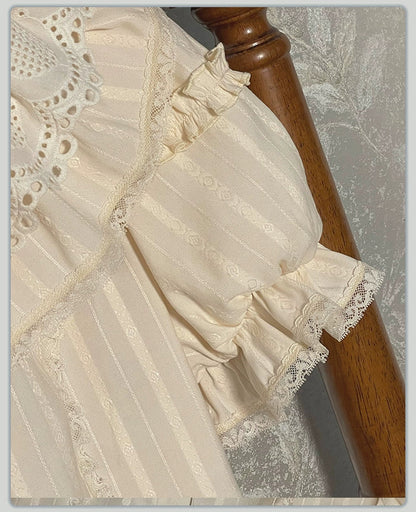 Alice Girl - Sea Salt Fairytale - Sweet Lolita Blouse Short Puff Sleeves Lolita Shirt