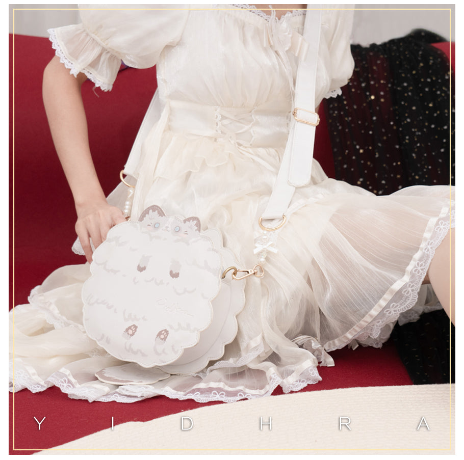 Yidhra - Printed Kawaii Cat Leather Shoulder Bag