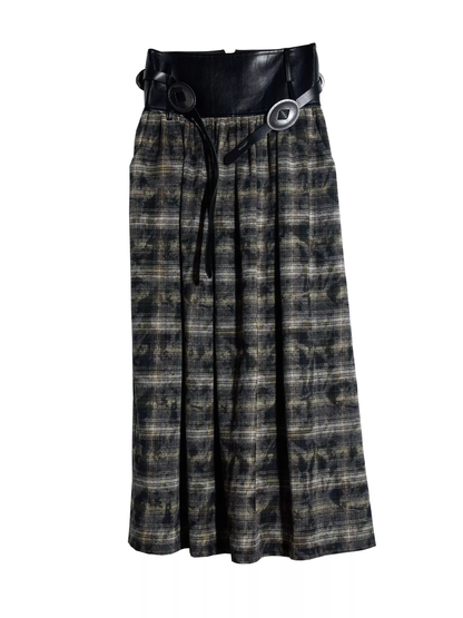 High-Waist Leather Retro Maxi Long-Skirt