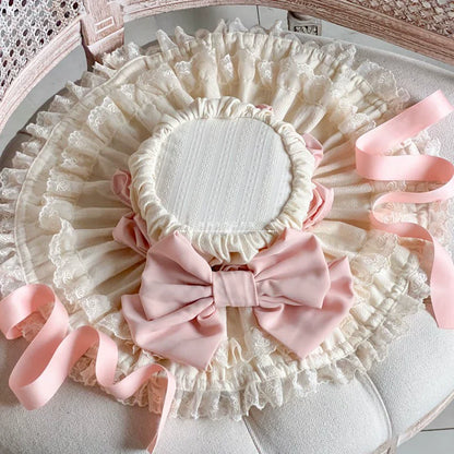 MAID - Vintage Lolita Hat Striped Lace Hat