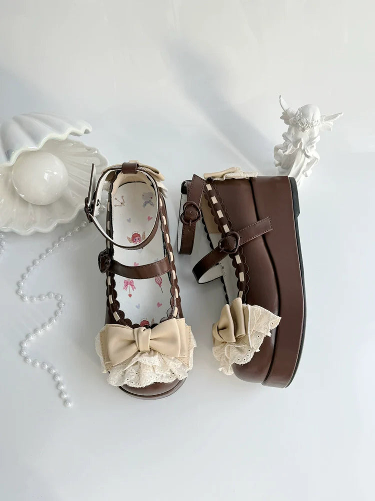 Jiujiu Lolita - Milky Puff - Sweet Lolita Heels Shoes, Round Toe With Petite Wedge