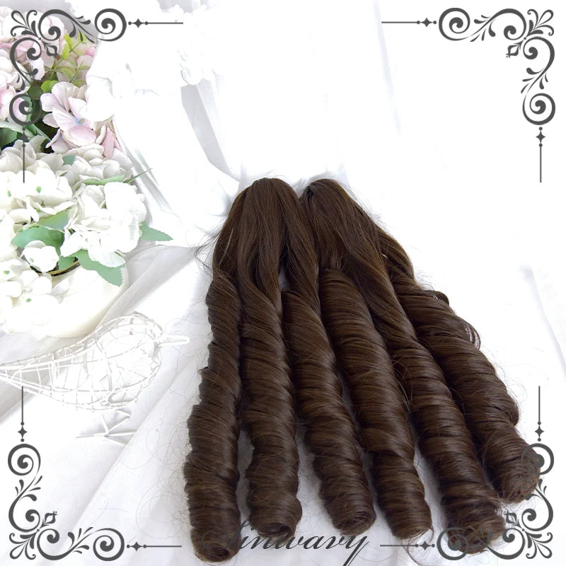 Sinwavy - Fairy Tale Town - Classic Lolita Wig Dark Brown Roman Curly Double Ponytail Wig