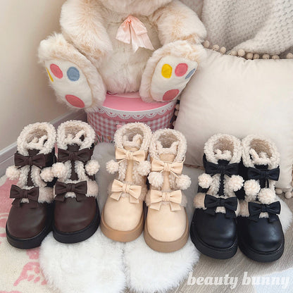 Beauty Bunny - Furry Bear - Winter Cute Lolita Shoes Short Snow Boots
