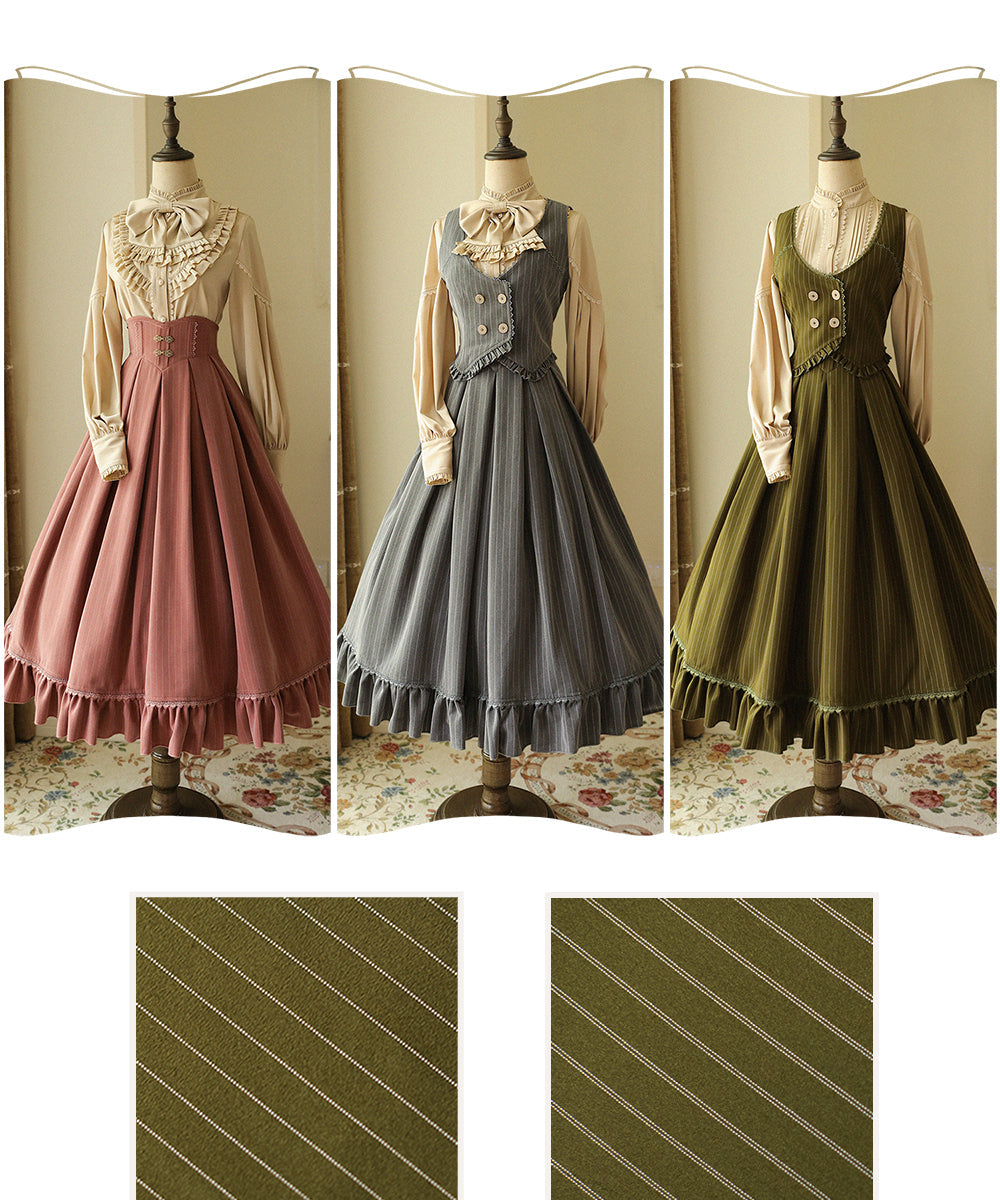 Forest Wardrobe - North of the Forest - Classic Lolita Striped Vest Skirt Set