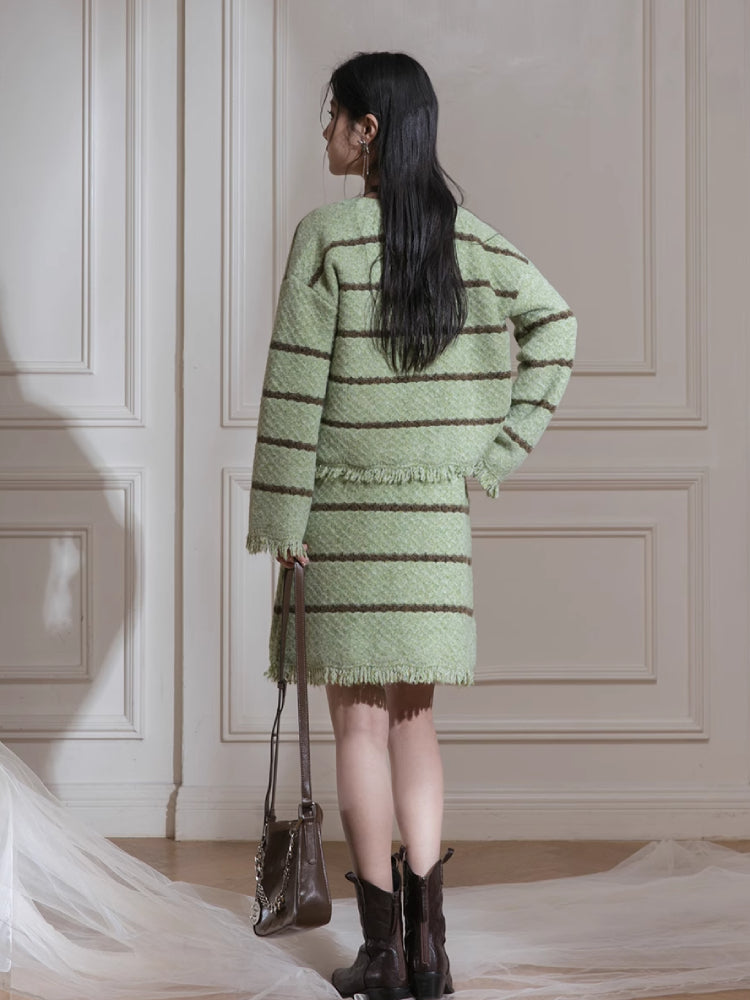 Wool cardigan + dress set【s0000007208】