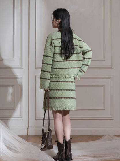 Wool cardigan + dress set【s0000007208】