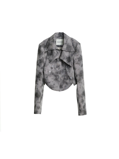 Fake Two-piece Tie-dye Double-collar Shirt Jacket