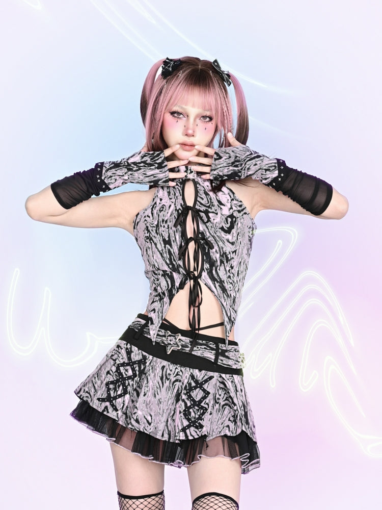 Low waist A-line pleated skirt【s0000002456】