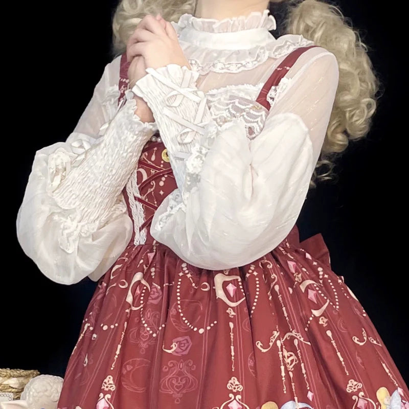 DMFS Lolita - Sweet Lolita Shirt Mutton Sleeves Chiffon Lolita Innerwear