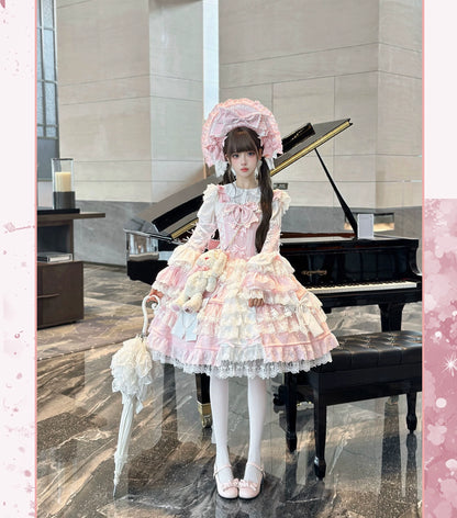 Peach Bunny - Sakura Love - Gorgeous Doll-like Lolita Dress Suit, Tiered Skirt