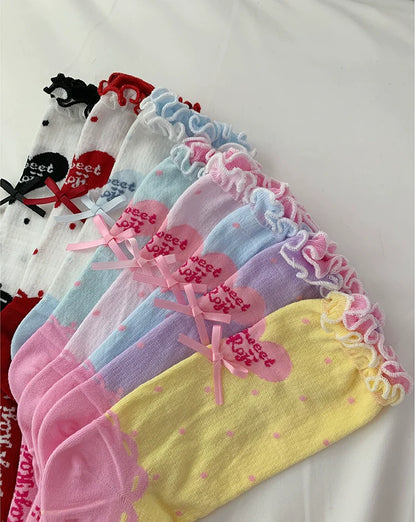 Roji Roji - Sweet Lolita Socks Cute Lolita Short Socks With Polka Dot