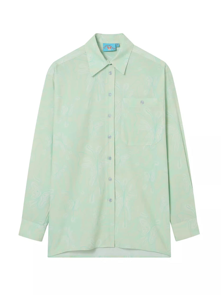 Butterfly print loose long sleeve shirt【s0000006553】