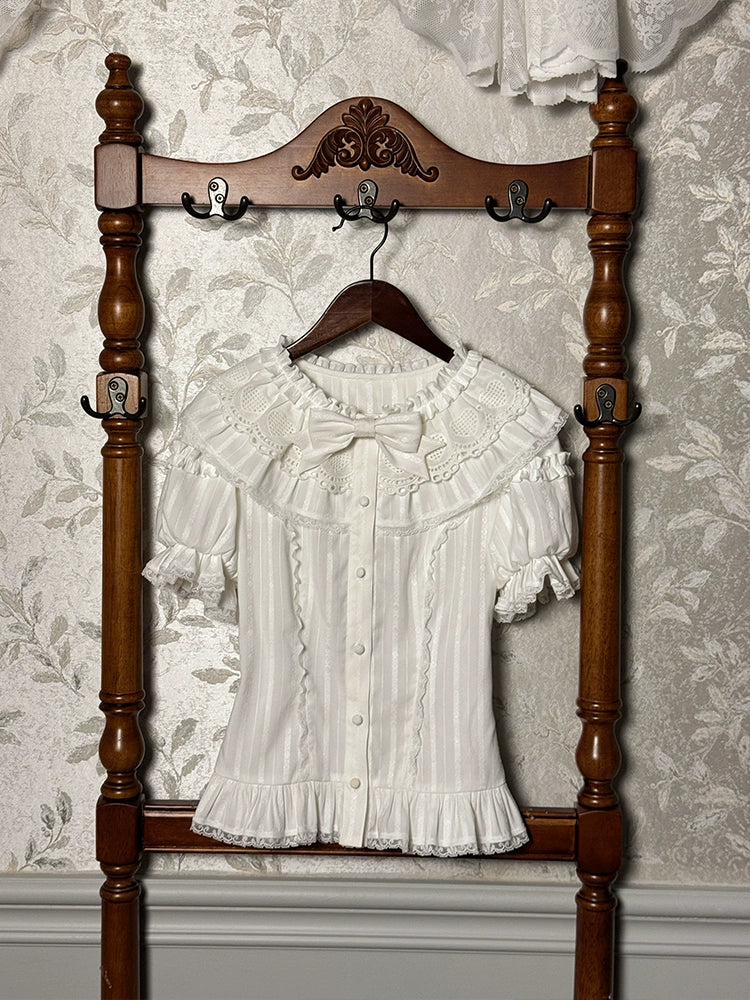 Alice Girl - Sea Salt Fairytale - Sweet Lolita Blouse Short Puff Sleeves Lolita Shirt