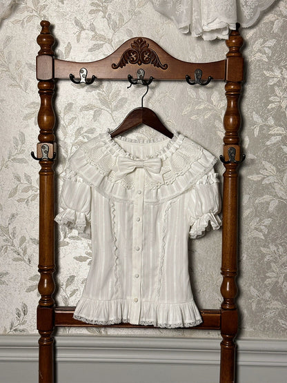Alice Girl - Sea Salt Fairytale - Sweet Lolita Blouse Short Puff Sleeves Lolita Shirt