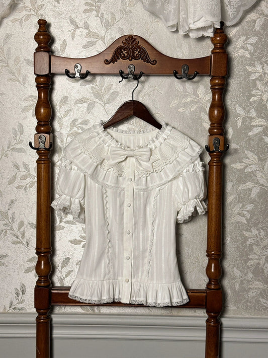 Alice Girl - Sea Salt Fairytale - Sweet Lolita Blouse Short Puff Sleeves Lolita Shirt