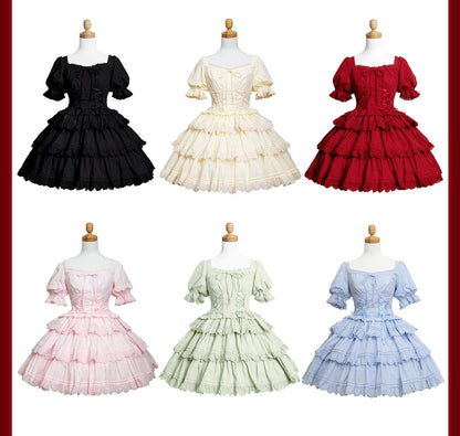 MEEKWIND - Miss Flora - Cotton Sweet Lolita Dress Set Doll-like OP and JSK
