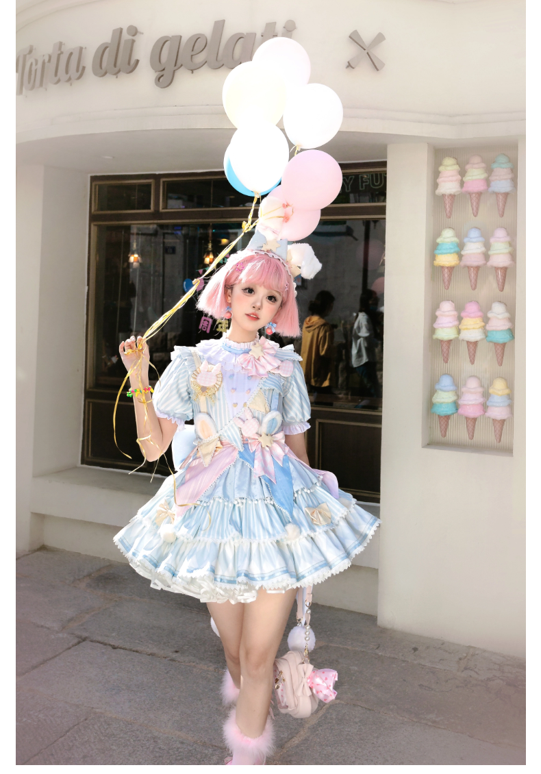 Forest Fluorescent Carps - Ouji Lolita Suit Circus Prince Shorts and OP Dress