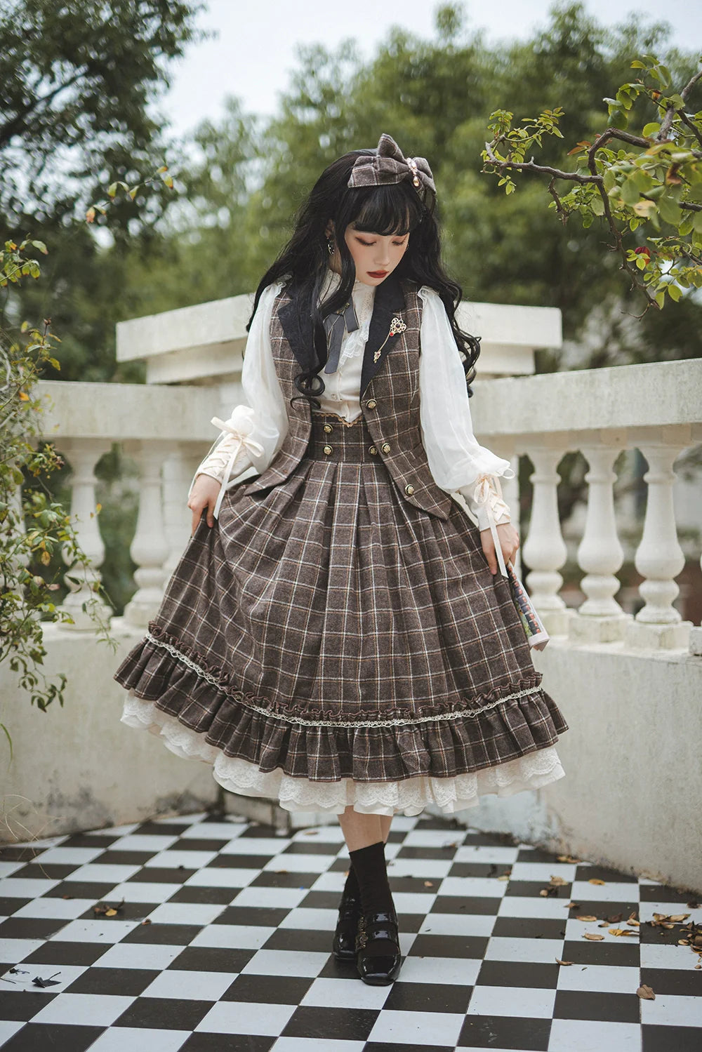Miss Point - Rose - Elegant Lolita Pliad Print Vest Customized