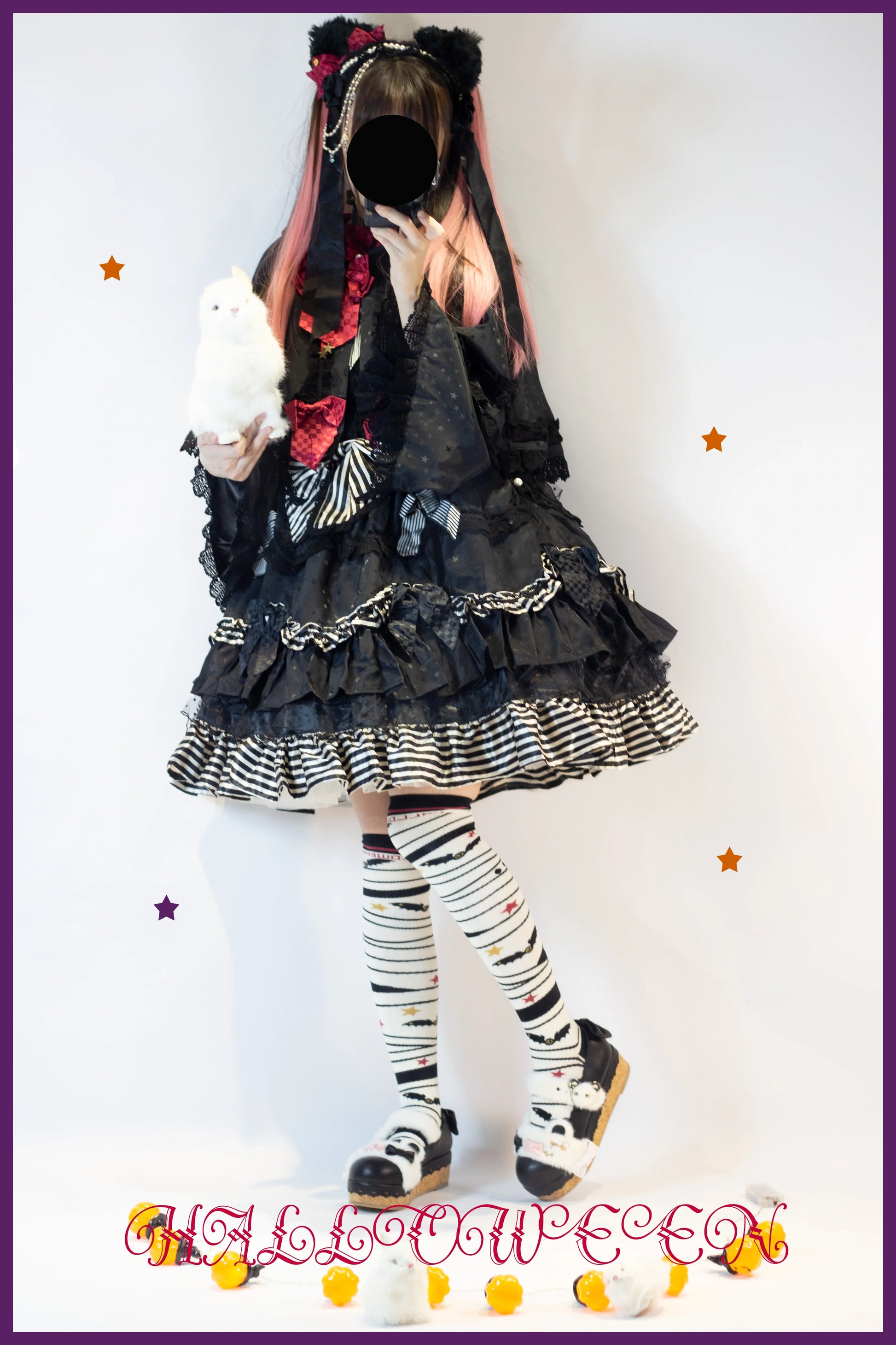 Yukines Box - Gothic Lolita Halloween Pumpkin Bat Socks