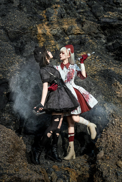Your Highness - Iron Rose Black Mamba - Gothic Lolita OP Nurse Military Lolita Dress