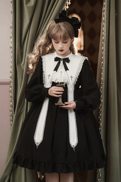Sweet Date - Gothic Lolita Dress Black Nun OP for Halloween