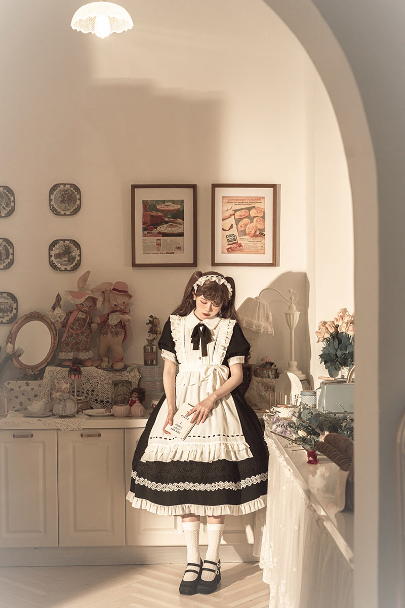 Your Princess - Maid Lolita Puff Sleeve Black Dress