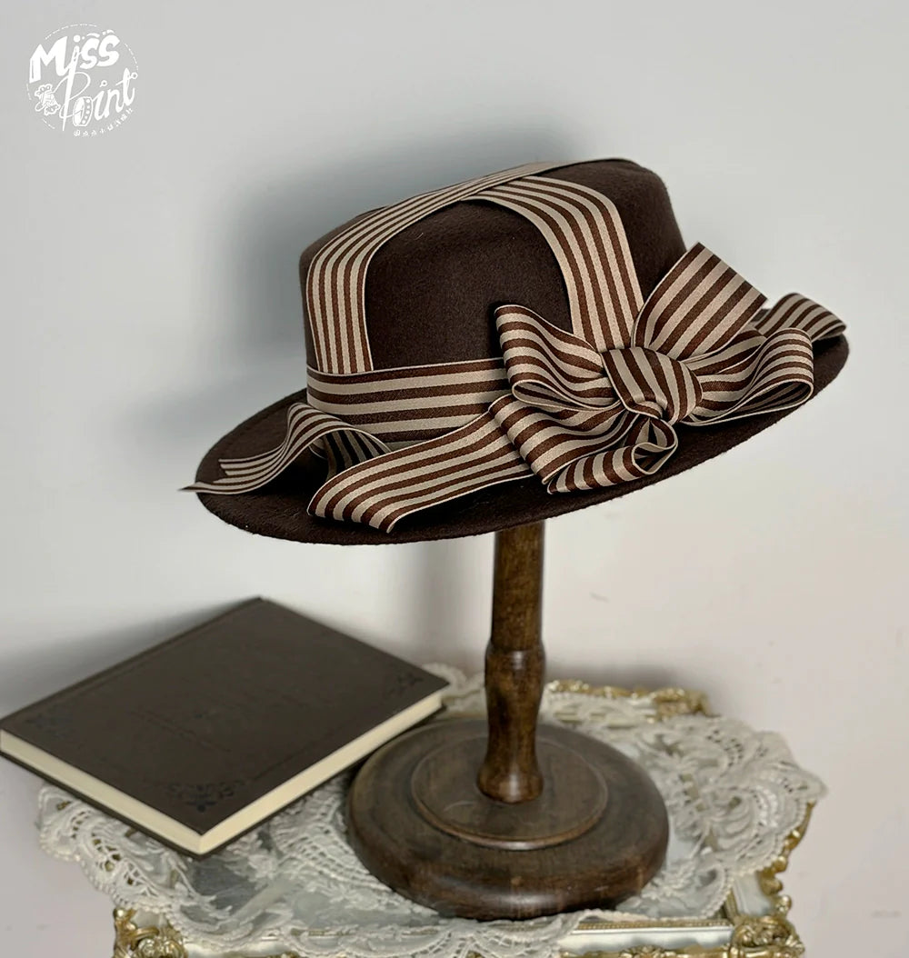 Miss Point - Classical Chocolate - Classic Lolita Accessory Bowler Hat BNT Beret Jabot