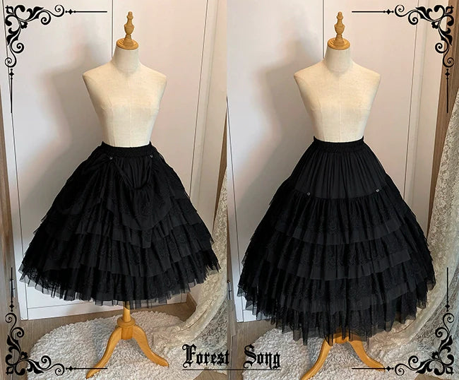 Forest Song - Star and Sea - Classic Lolita Petticoat Adjustable Tiered Ruffle Skirt