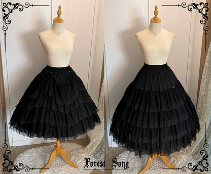 Forest Song - Star and Sea - Classic Lolita Petticoat Adjustable Tiered Ruffle Skirt