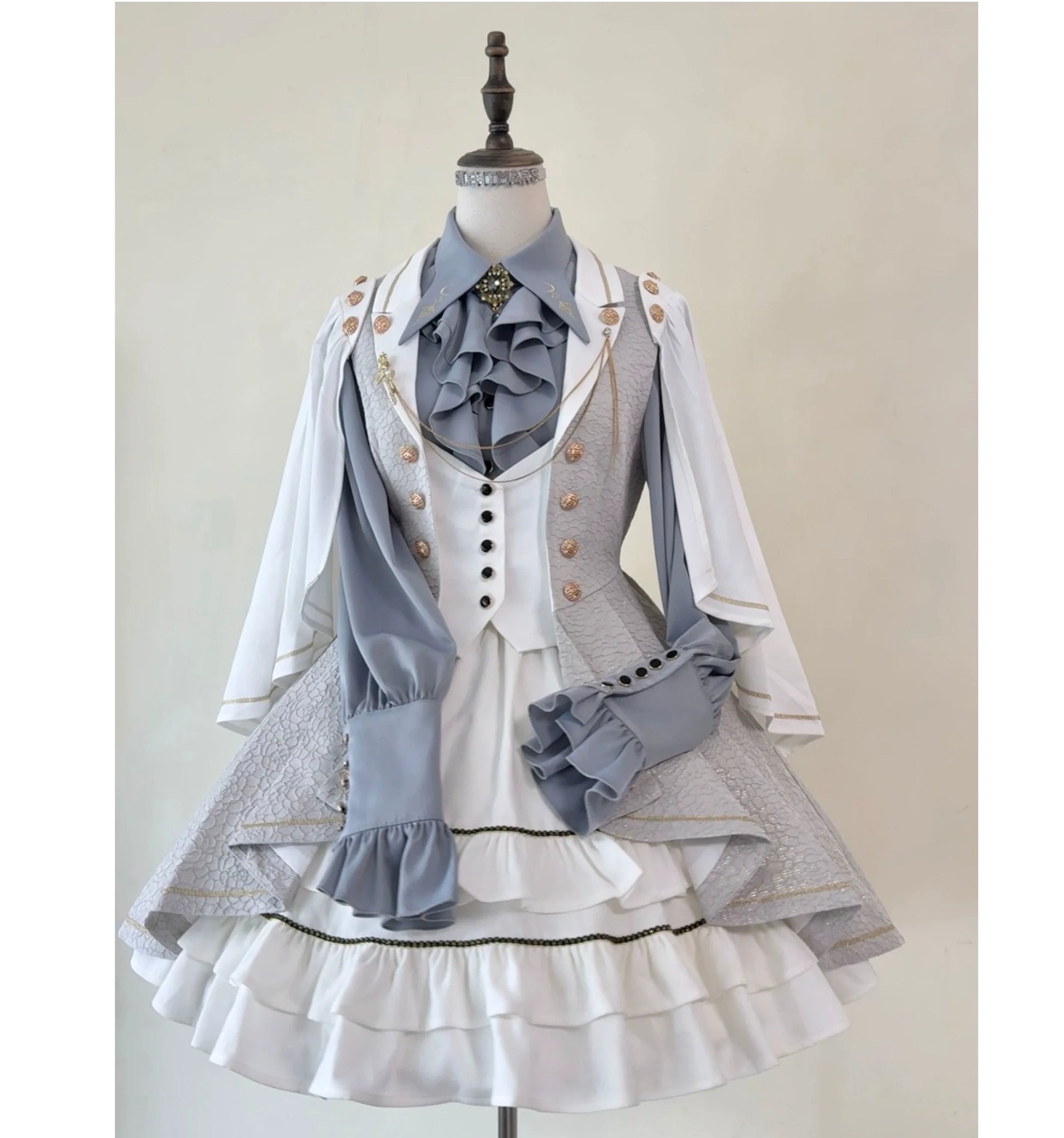 SilentMars - Fallen Moon Rule - Military Lolita Shirt Set Retro Knight Style Blouse