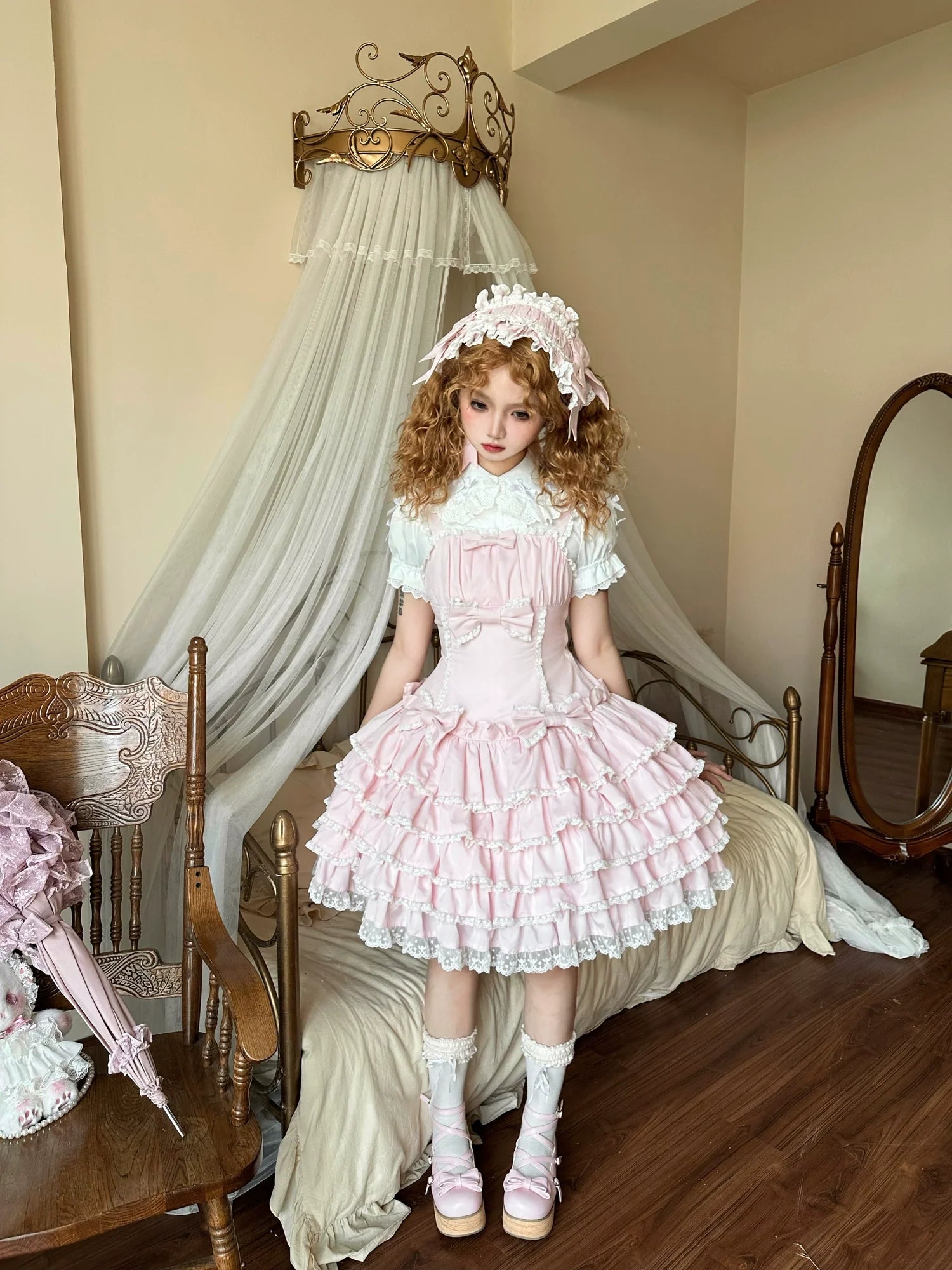 Nn Star - Half Sugar Ism - Sweet Lolita JSK Low Waist Dress With Tiered Hem