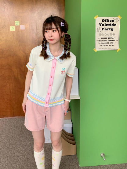 Wide Leg Heart Pocket Denim Short Pants【s0000002374】