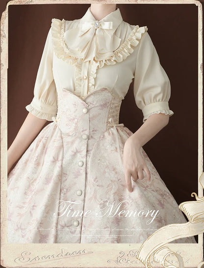 Time Memory - Earl Girl - Chiffon Classic Lolita Shirt, Mid-Length Mutton Sleeves