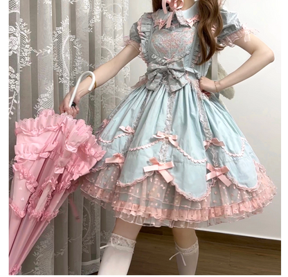 The Seventh Doll - Sweet Diary SP - Vintage Lolita Jumper Dress Petal-like Hem JSK Headdress Set