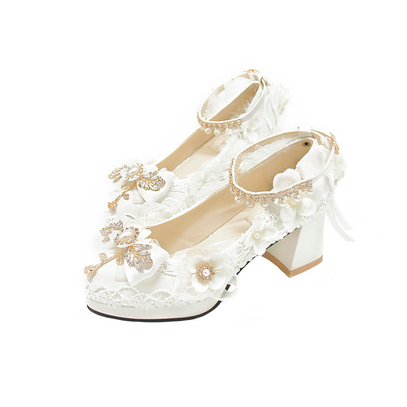 One Night - Wedding Lolita Floral Pointed Toe Heels