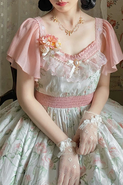 EESSILY - The Rose Dowry - Daily Cotton Lolita OP Dress V-neck Dress