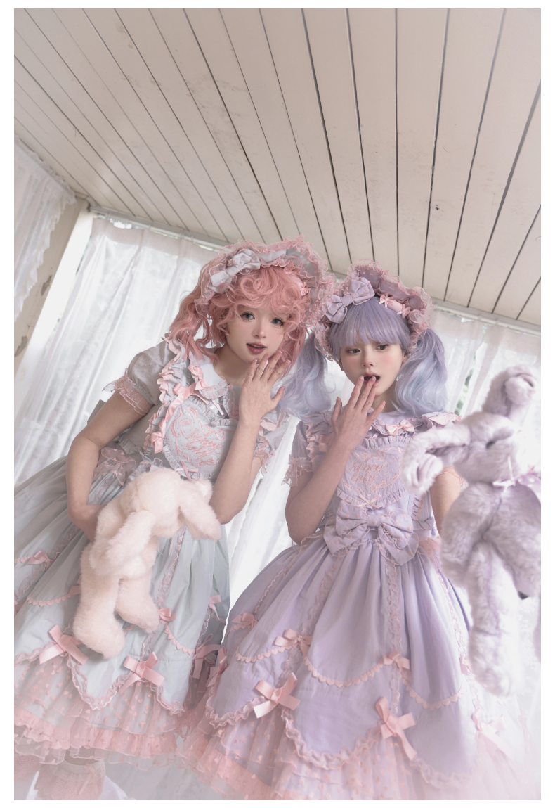 The Seventh Doll - Sweet Diary SP - Vintage Lolita Jumper Dress Petal-like Hem JSK Headdress Set