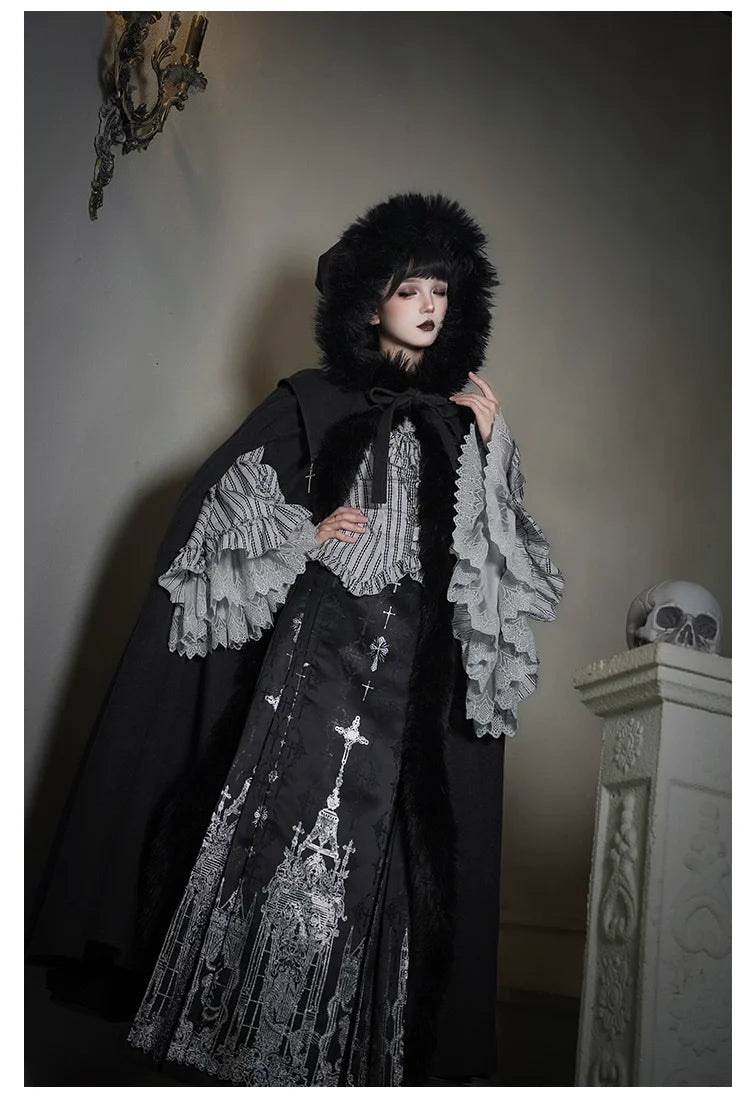 With PUJI - Letter and Poetry ﾂｷ Raven's Night Song - Gothic Lolita Black Cloak