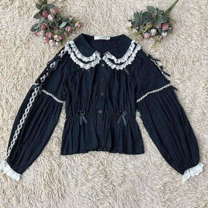DMFS Lolita - Sweet Lolita Shirt Doll Collar Blouse High-waisted