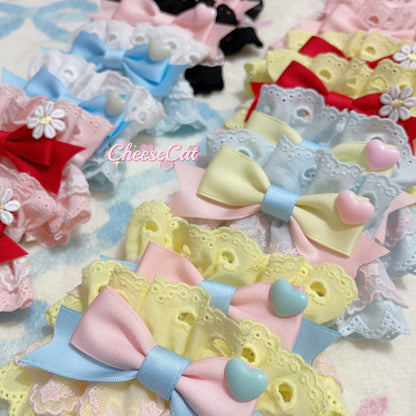 CheeseCat - Creamy Celestial - Sweet Lolita Cuffs Handmade Lace Cuffs