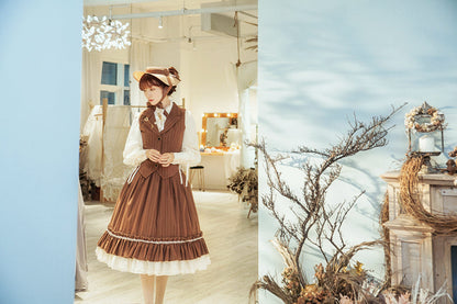 Miss Point - Rose Silhouette - Stripe Vintage Preppy Style Vest