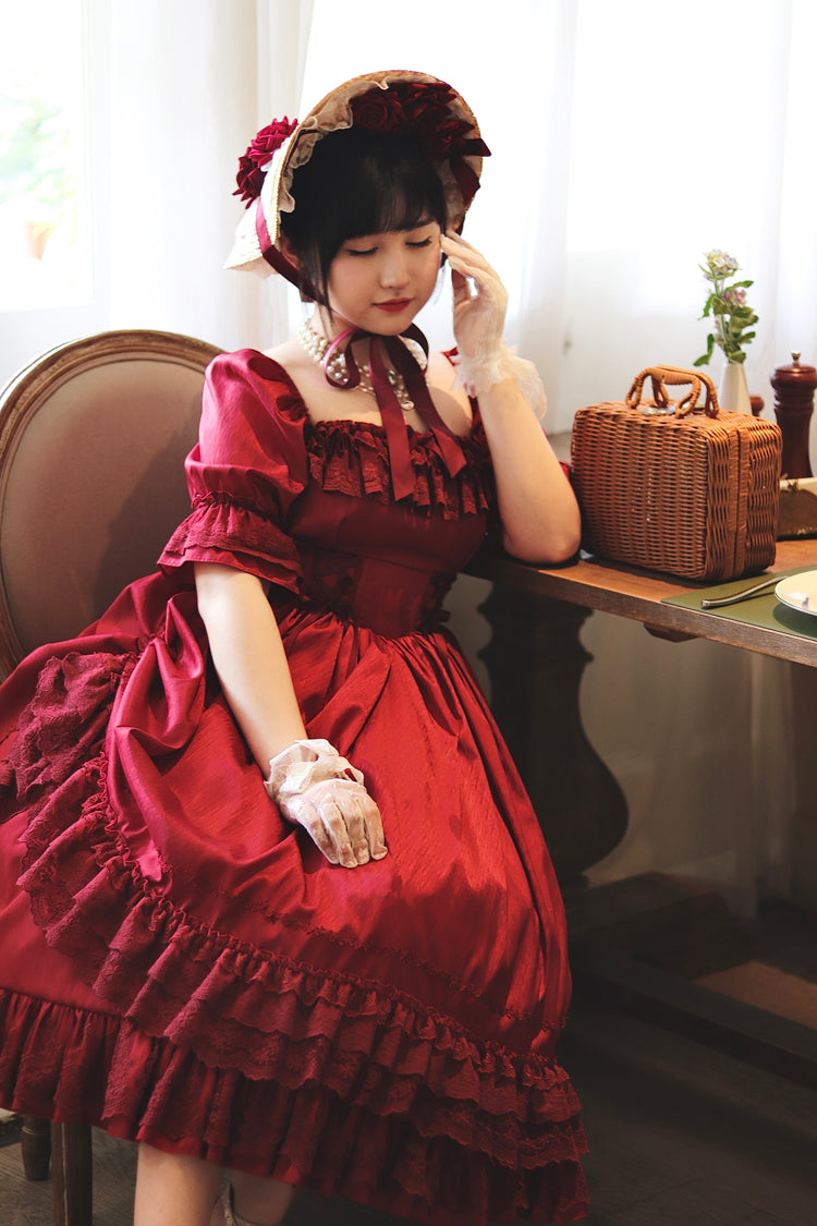 Sweet Wood - Nyx's Kiss - Plus Size Classic Lolita Short-sleeved OP Dress